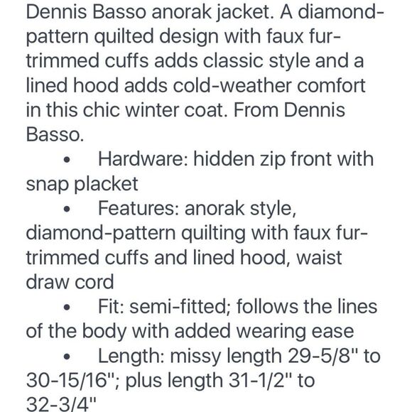 Dennis Basso Cinch Waist Quilted Anorak Coat with Faux Fur Trim Size Small - Picture 11 of 12